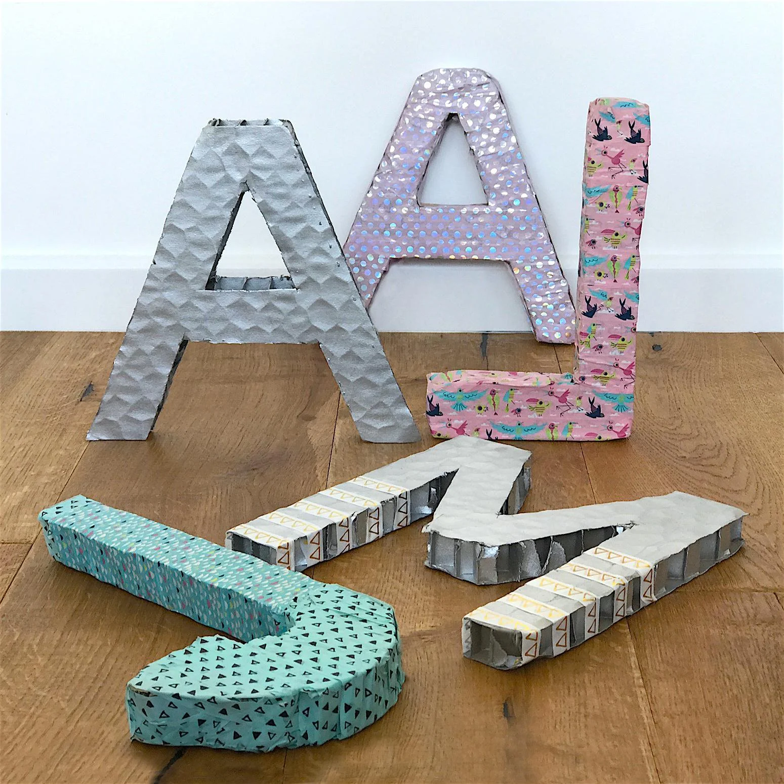 Decorative letters from cardboard