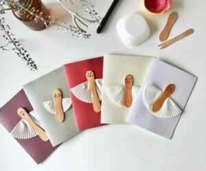 čestitke in voščilnice iz recikliranega materiala diy angelčki