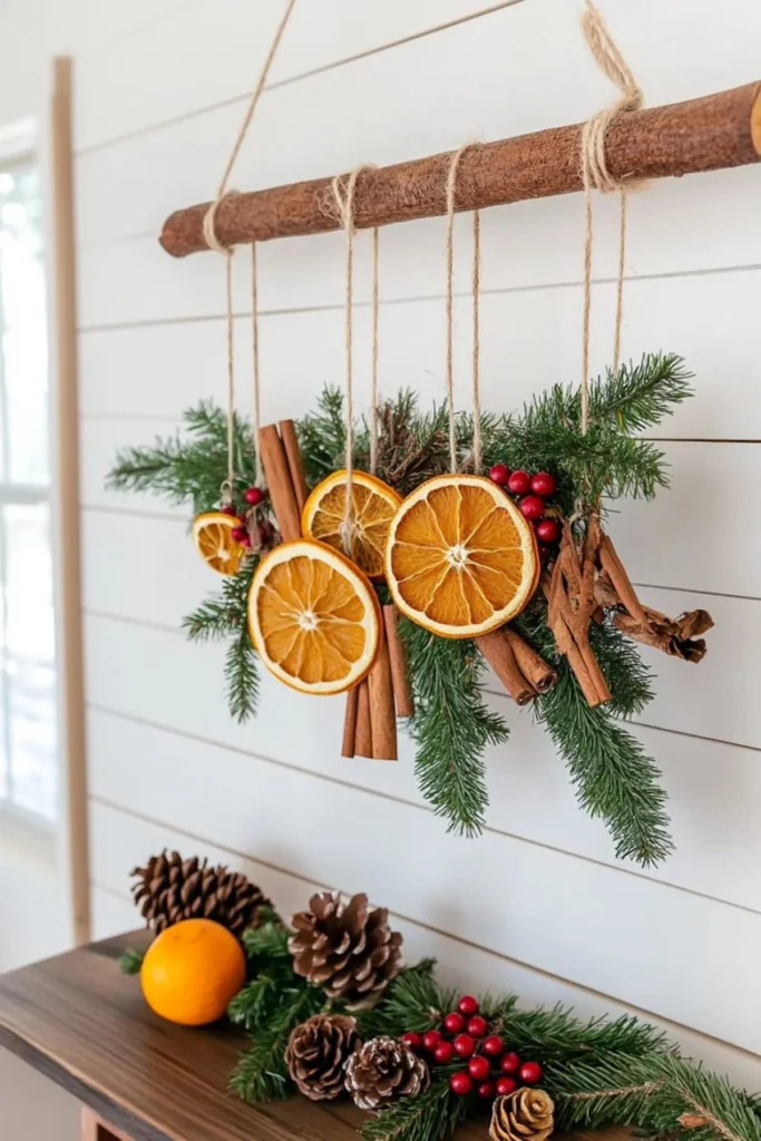 prazničen božičen okras iz naravnih materialov janeževa zvezda sustainability success dry orange hanger