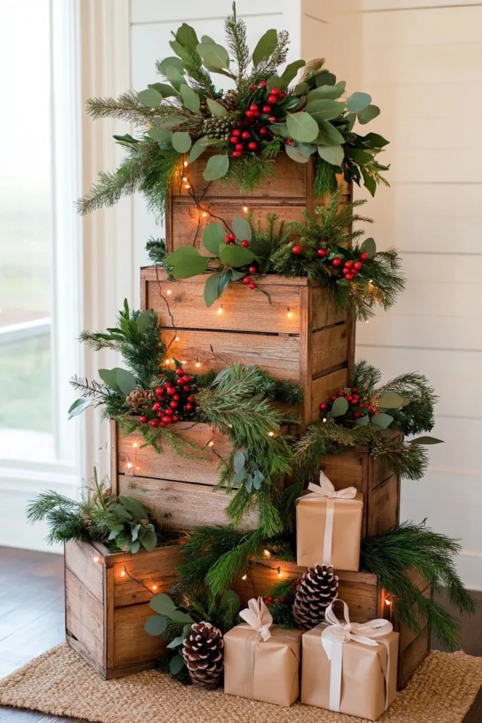 praznična božična novoletna jelka iz reči doma lesnih škatel