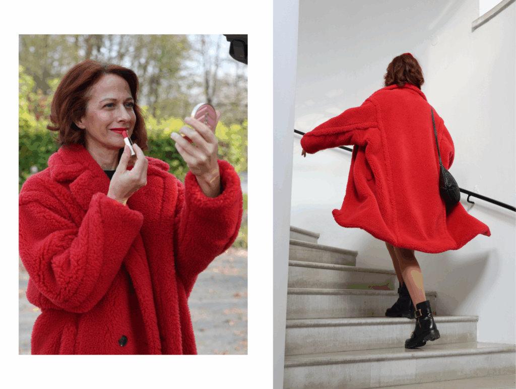 second hand oblačila max mara plašč teddy rdeč 2nd chance nika veger fužinski grad trajnostna moda