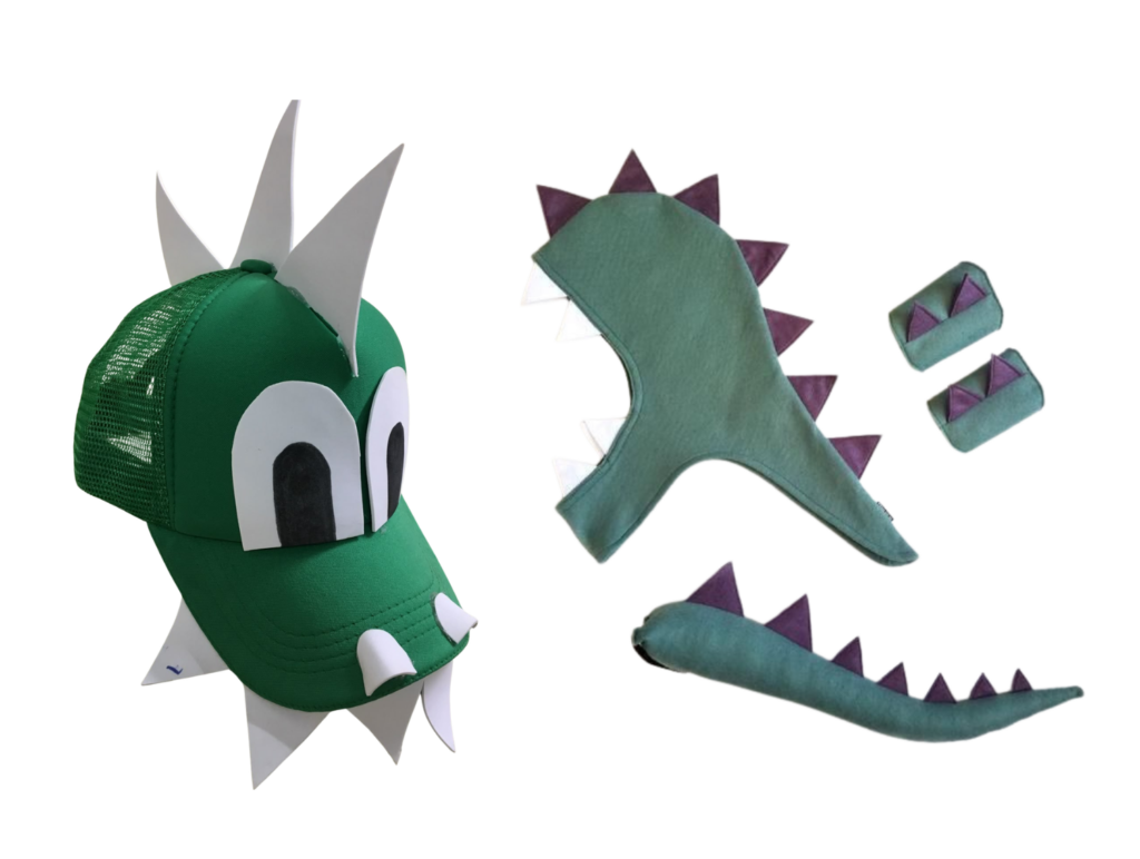 pustni kostum iz blaga naredi sam in poslikava obraza dinozaver za otroke