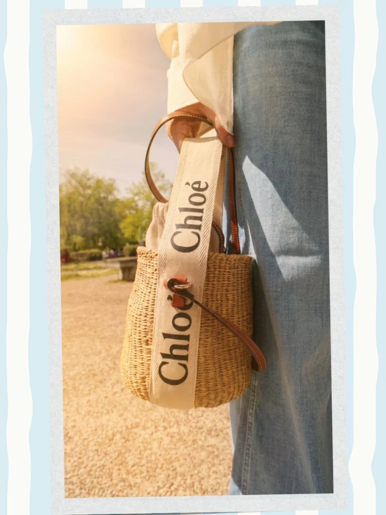 pletena bucket bag torbica chloe nežno rabljena