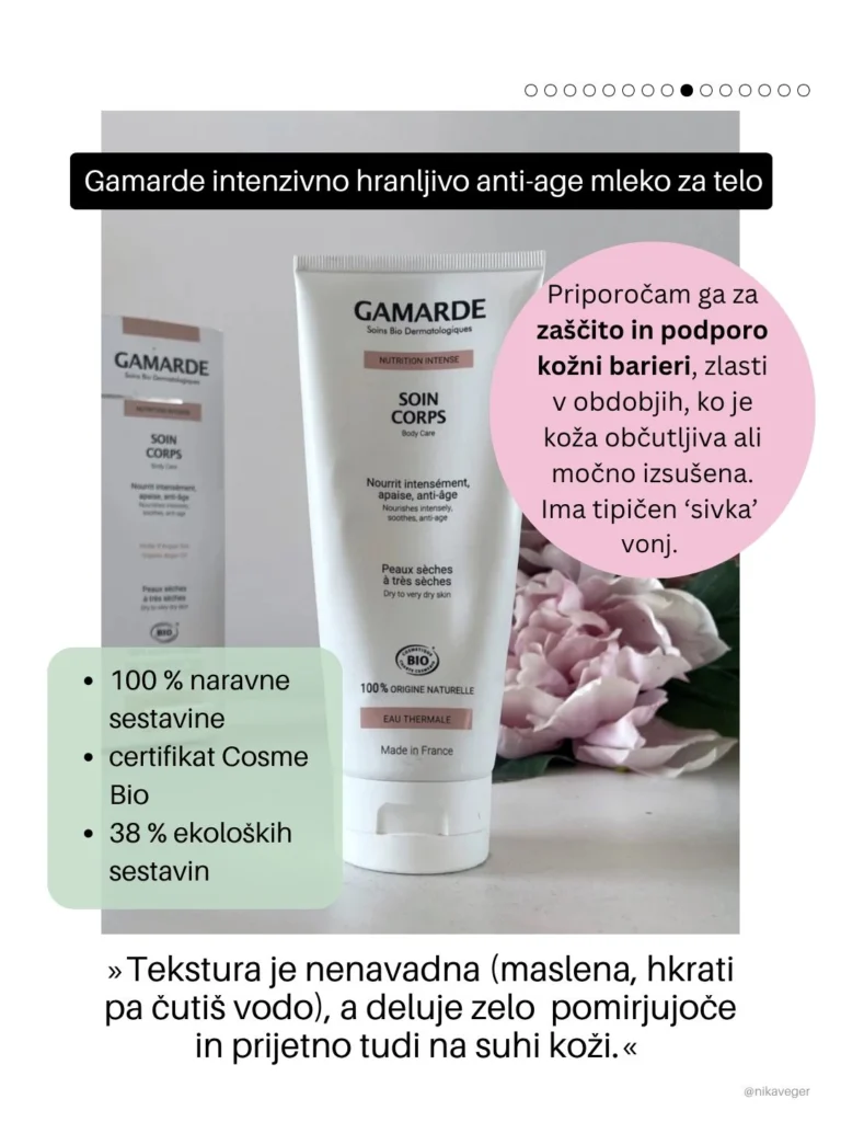 gamarde antiage losjon za telo za suho kožo naravna ekološka dermokozmetika Elle Beauty Awards Slovenija zmagovalci nika veger beautyfullblog 