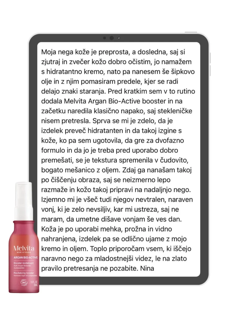 Melvita argan  bio booster mnenja uporabnic ocene nika veger beautyfullblog 